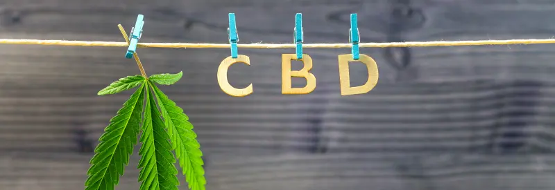 Virginia CBD lettering hanging on a string.