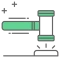 A green judge gavel.