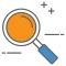 Orange magnifying glass. 