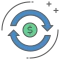 Illustration of arrows circling a dollar sign.