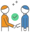 Two people shaking hands and establishing a partnership. 