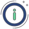 A green information icon inside a dark blue circle.