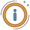 A light blue information icon inside an orange circle.