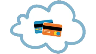Cloud with credit cards in it to show PCI level 1 compliance