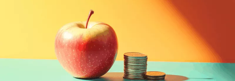 apple next to a stack of coins symbolizing apple pay for businesses