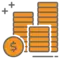 An orange pile of coins.