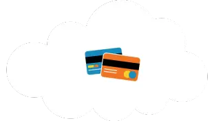 Two credit cards in a cloud.