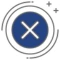 Blue X symbol.