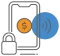 A mobile phone securely sending out money through a connection. 