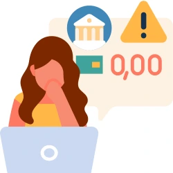 A person sitting at a computer, viewing a warning sign on their frozen Venmo account.