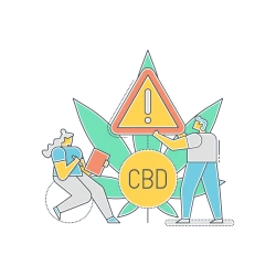 Two professionals who have a CBD license in Indiana, standing next to an oversized CBD leaf.