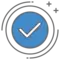 A small white checkmark in a light blue circle.