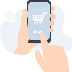 Two hands canceling Shopify subscription on a mobile phone.