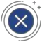 A white 'x' in a circle.