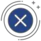 An X in a circle.