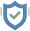 Green check mark in a blue security shield.