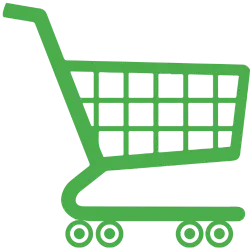 Green shopping cart to buy products on shopify