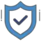 Checkmark on a blue security shield