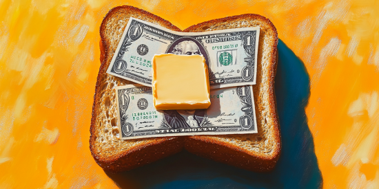 Toast with money and butter