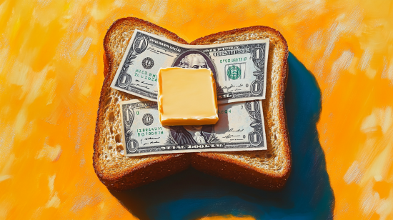 Toast with money and butter