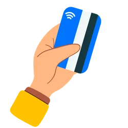 A hand holding a credit card for payment processing.