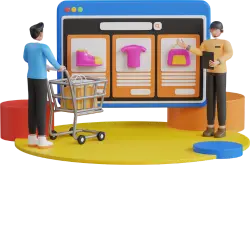 Sellers in front of a computer screen discussing Ecwid vs Shopify