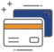 dark blue credit card and white credit card with orange magstripe
