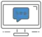 computer with blue speech bubble on screen
