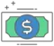 A green dollar bill with blue circle in center.