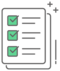 Documents with green boxes with checkmarks.