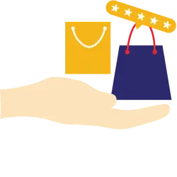 A seller's hand with products to start a shopify store.