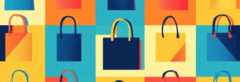 Shopping bags over checkered background