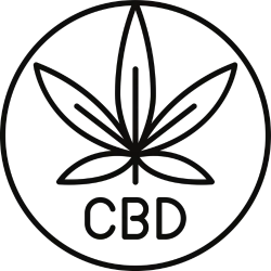 A Utah CBD license in a circle with a marijuana leaf. 