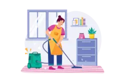 Cleaning lady working for cleaning service that is one of the best businesses to start with little money in 2024.