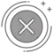 A white X in a gray circle.