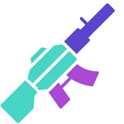 A blue, green, and purple rifle sold with a New Mexico FFL.