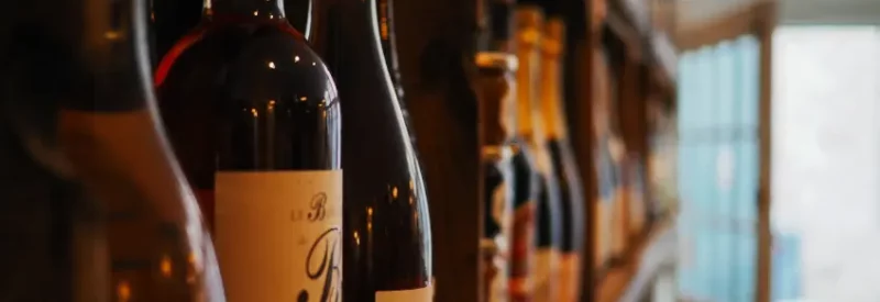 Row of bottles at a bar in Pennsylvania with a liquor license.