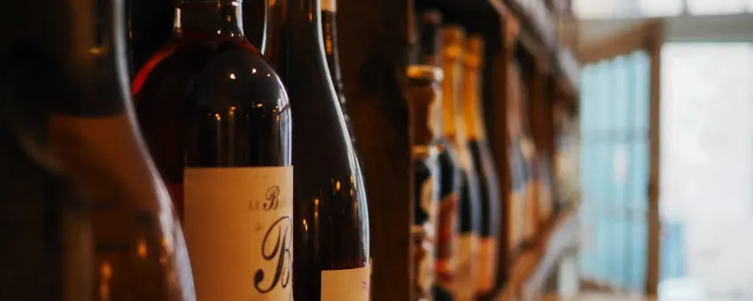 Row of bottles at a bar in Pennsylvania with a liquor license.