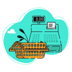 Shopping cart and cash register serving as a symbol of eCommerce fraud prevention. 