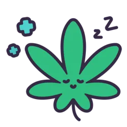 Sleepy cannabis leaf symbolizing CBD's medicinal benefits in the state of Hawaii. 