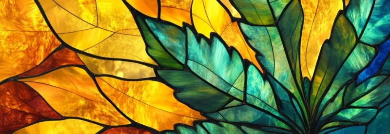 CBD leaf stained glass