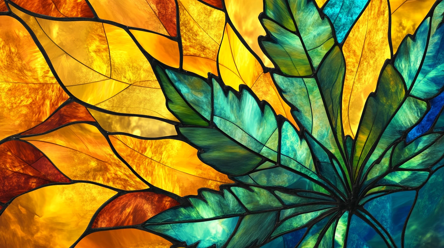 CBD leaf stained glass