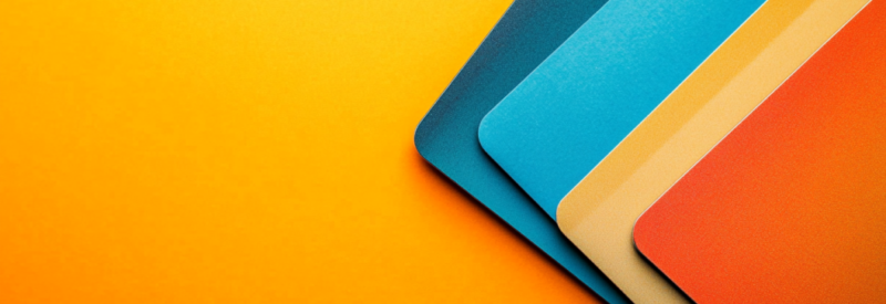 Blank colored credit cards from different companies