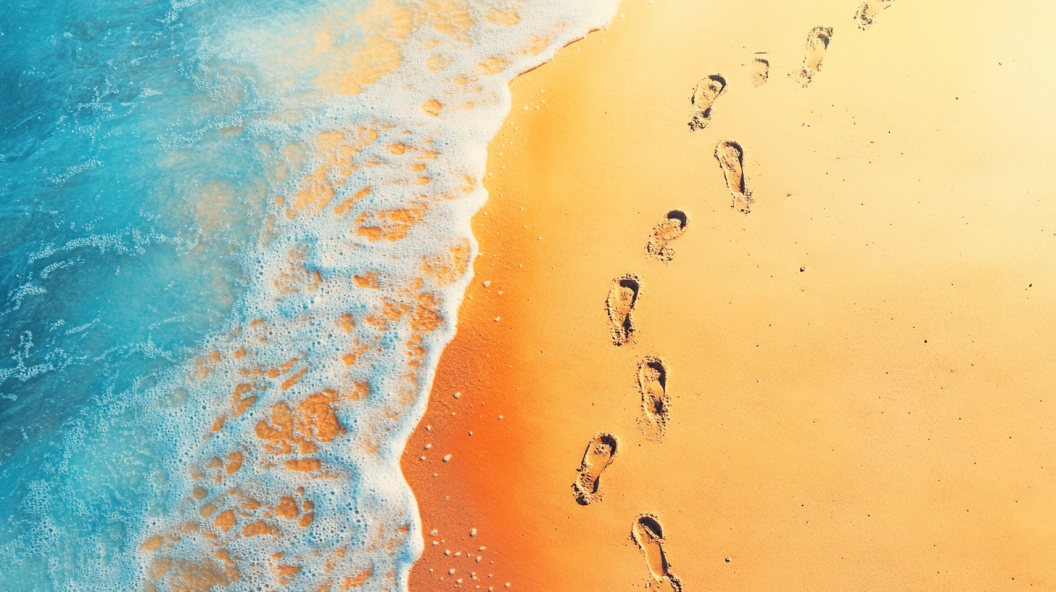 fading footprints on beach