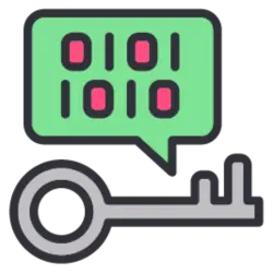 A key and a block of security code symbolizing a business' risk management framework. 