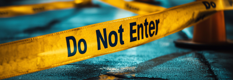 Refused entry with do not enter caution tape