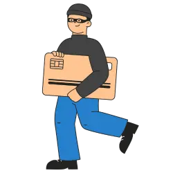 A fraudster commiting different types of credit card fraud.