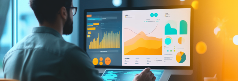 Business owner researches payment analytics to improve his business.