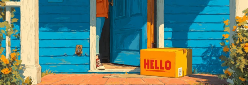 Subscription business box delivery on porch