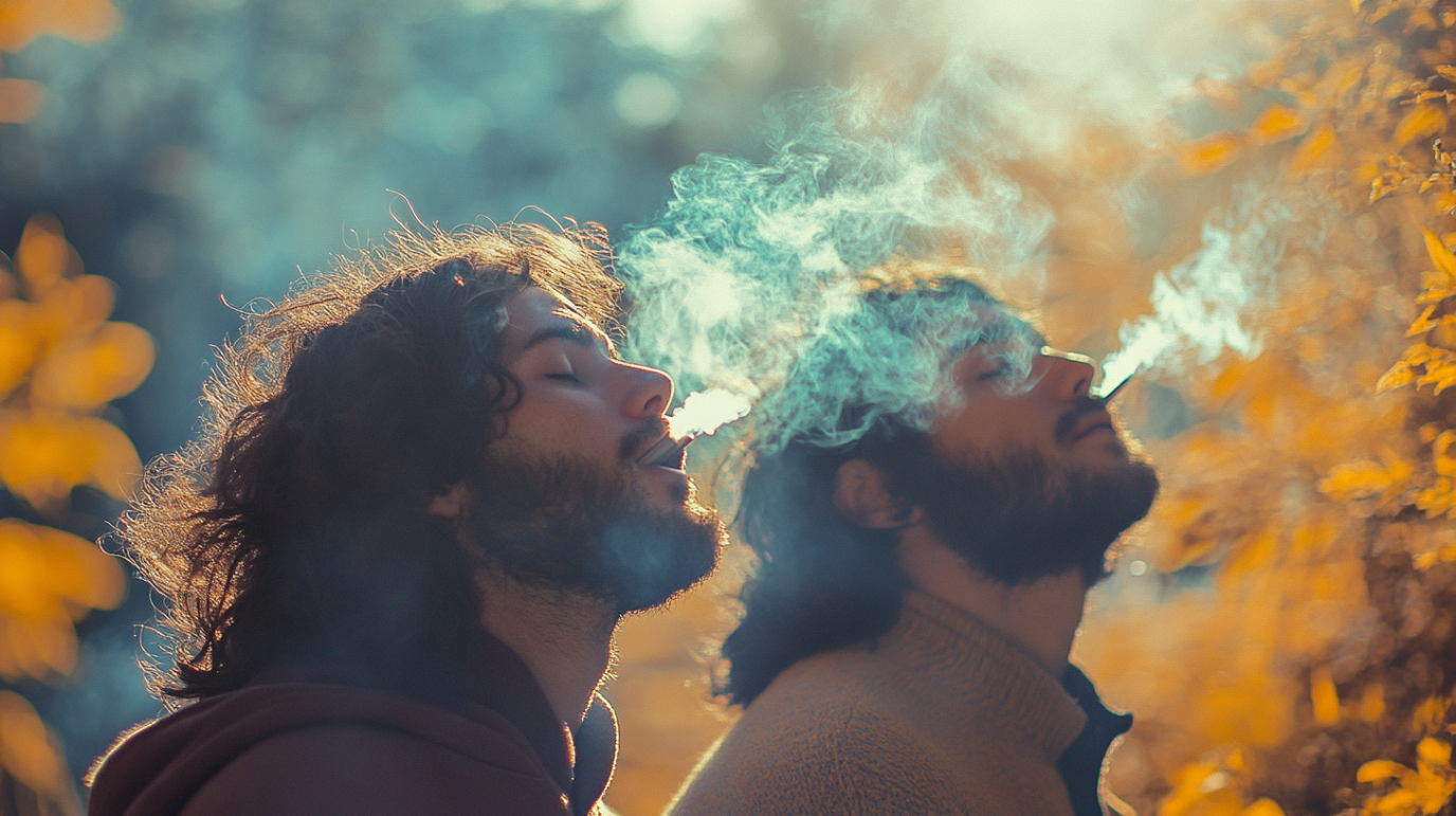 Two smokers enjoy CBD and wonder how to get a CBD license in Maine.